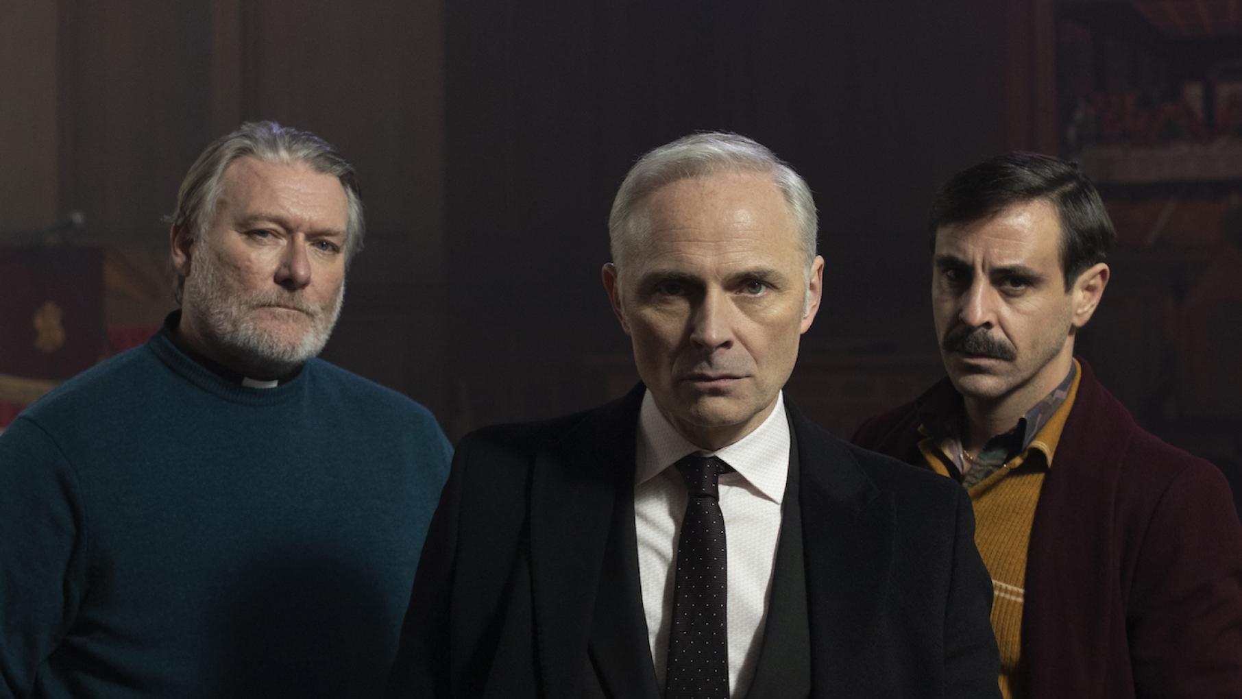 Mark Bonnar and Emun Elliott return for season 2 of Guilt, along with new cast member Ian Pirie. Image: Expectation/Happy Tramp North Sandy, Max, and Kenny in season 2 of Guilt. Image: Expectation/Happy Tramp North
