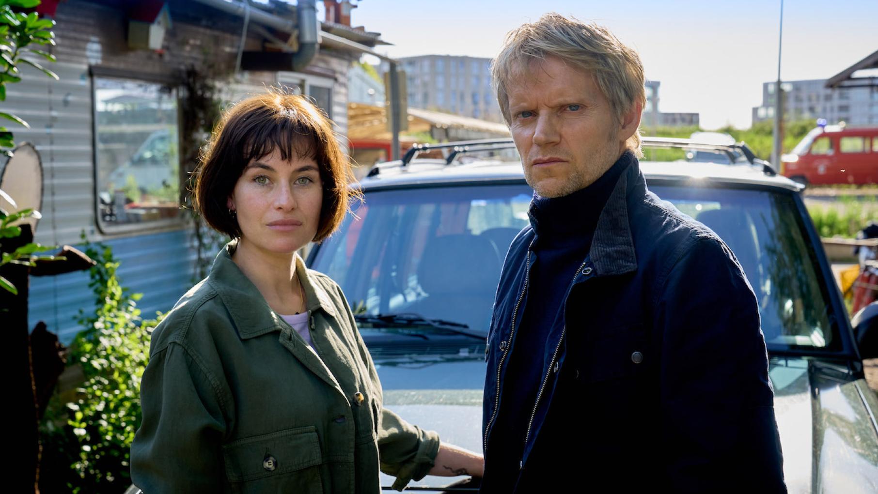 Lucienne and Van der Valk investigate a series of theatrical killings seemingly associated with an alternative community. Photo: Company Pictures, NL Films & A3MI Lucienne and Van der Valk in season 2