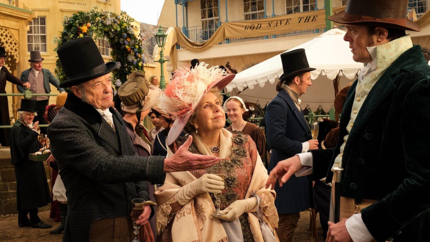 Rowleigh Pryce comes to Sanditon with an eye towards an investment, but Lady Denham might throw a wrench in the works. Photo: Masterpiece Rowleigh Pryce with Lady Denham and Tom Parker in season 3 of Sanditon