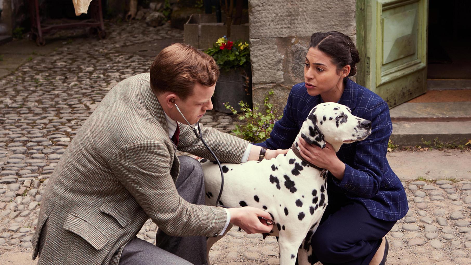 Tristan examining Florence Pandhi's dog in All Creatures Great and Small