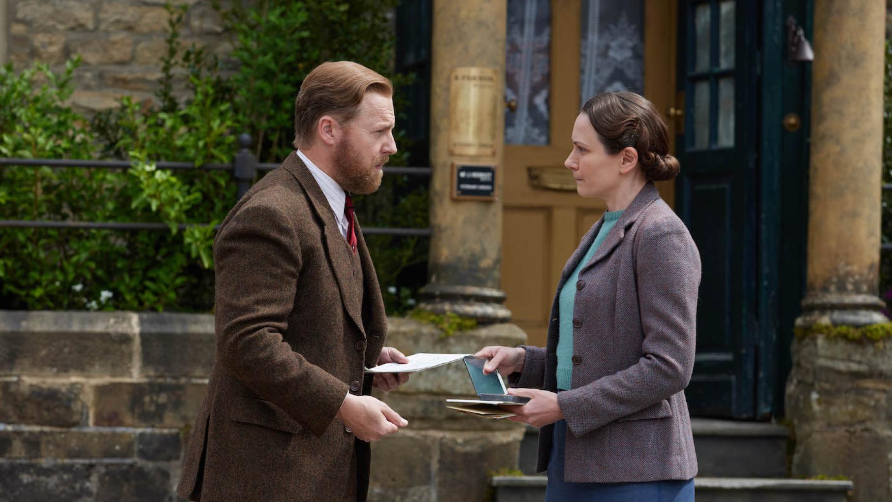 Germany's invasion of Poland has everyone holding their breath and contemplating decisions. Photo: Playground Entertainment and Masterpiece Siegfried and Mrs. Hall in season 3 of All Creatures Great and Small