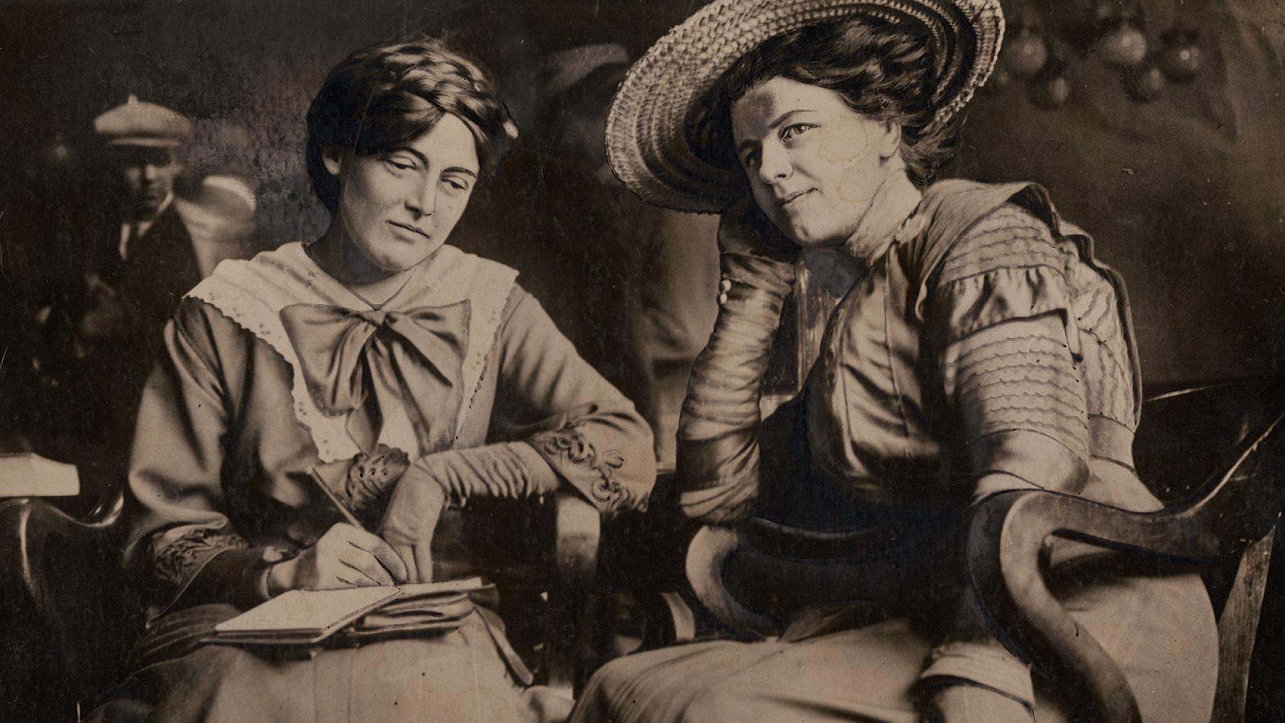 Mary Field Parton and Ruby Hammerstrom Darrow in a black-and-white image