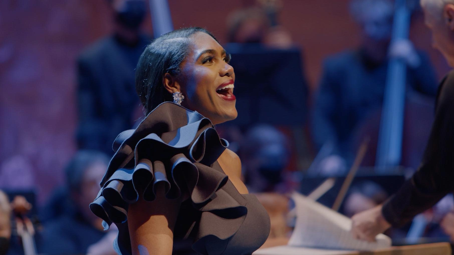 J'Nai Bridges performing in "A Knee on the Neck" with the National Philharmonic. Photo: Courtesy of National Philharmonic J'Nai Bridges performing in "A Knee on the Neck" with the National Philharmonic