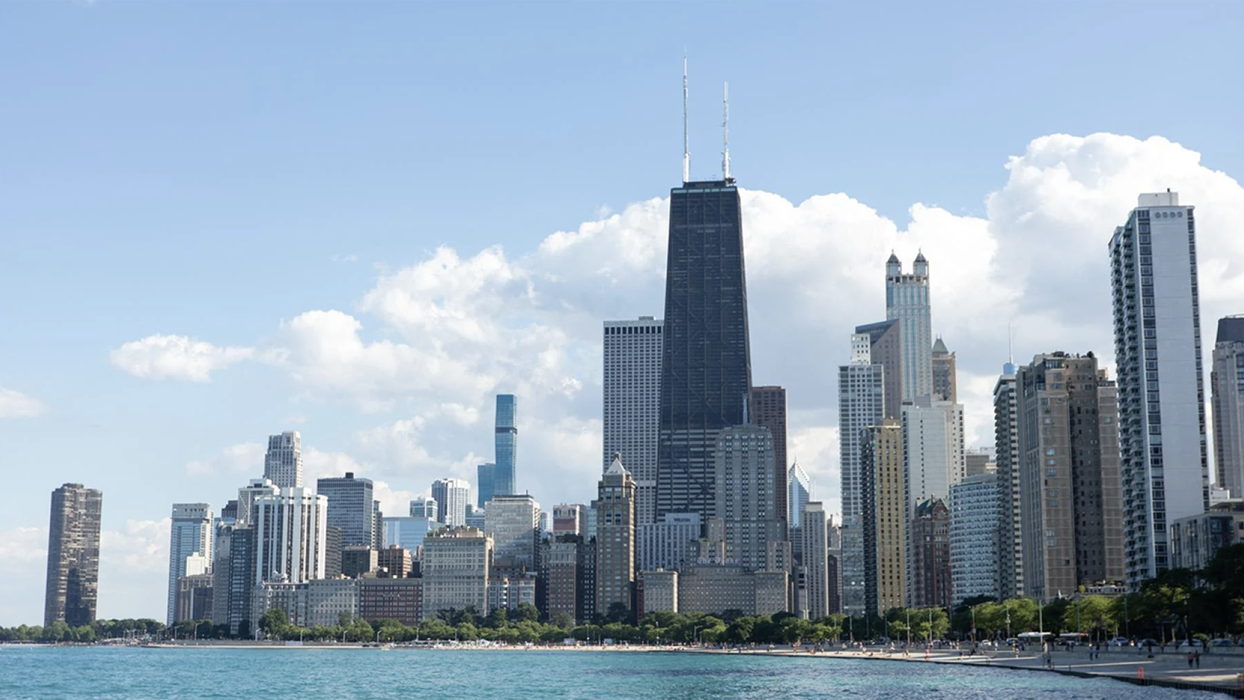 A view of the Chicago skyline looking south from the lakefront 