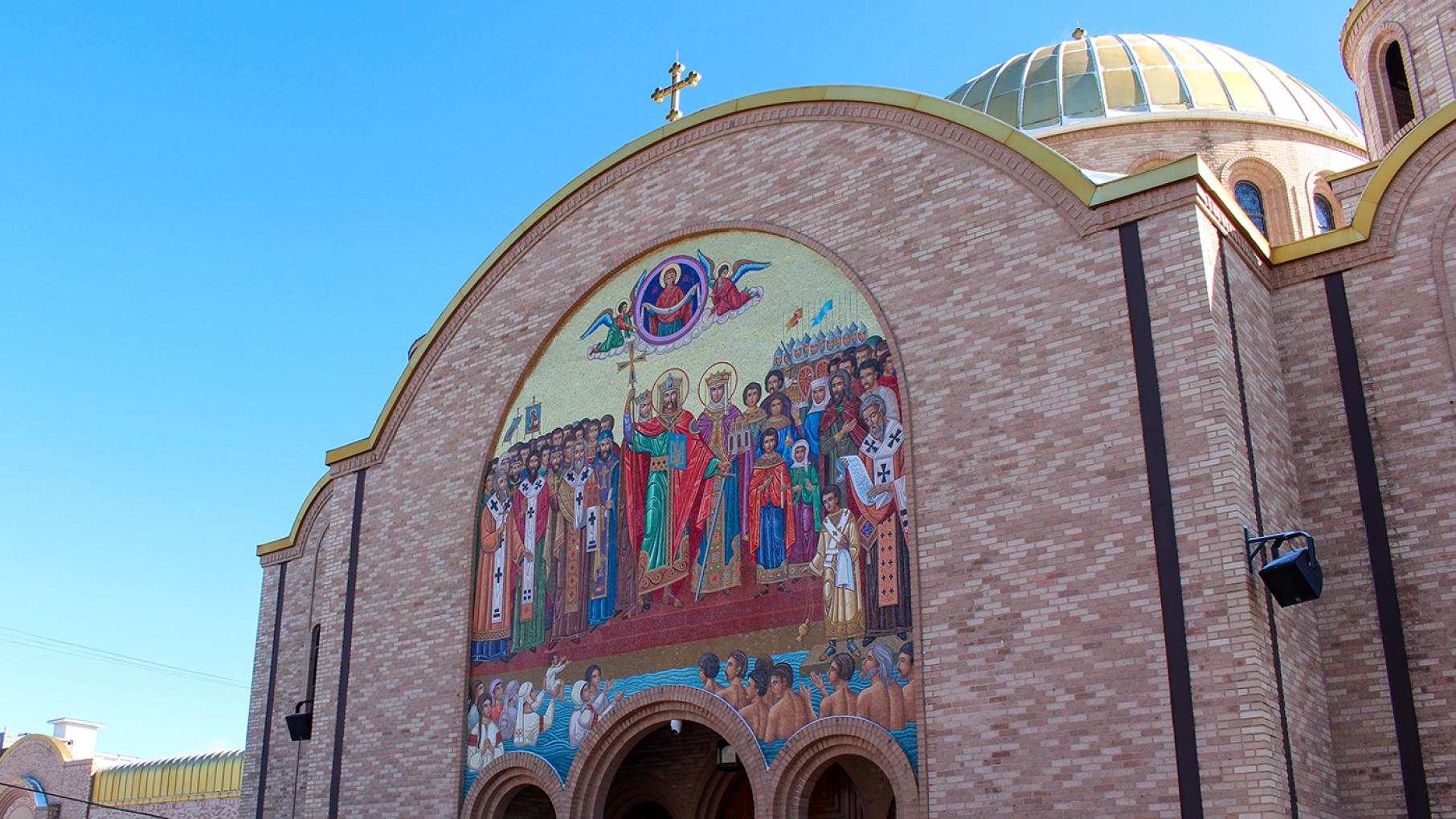 Sts. Volodymyr and Olha Ukrainian Catholic Church will be featured at Open House Chicago this year. Credit: Meredith Francis for WTTW The facade of Sts. Volodymyr and Olha Ukrainian Catholic Church