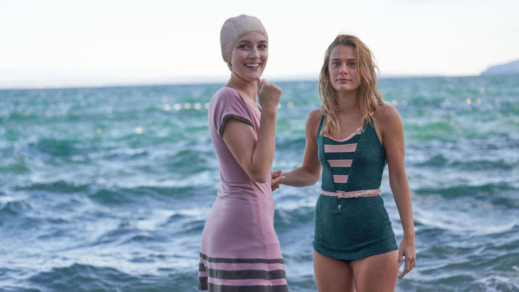 Rose appears suddenly in Portofino with a mission to become closer to her husband. Credit: Eagle Eye Drama Rose and Constance stand by the ocean in bathing suits