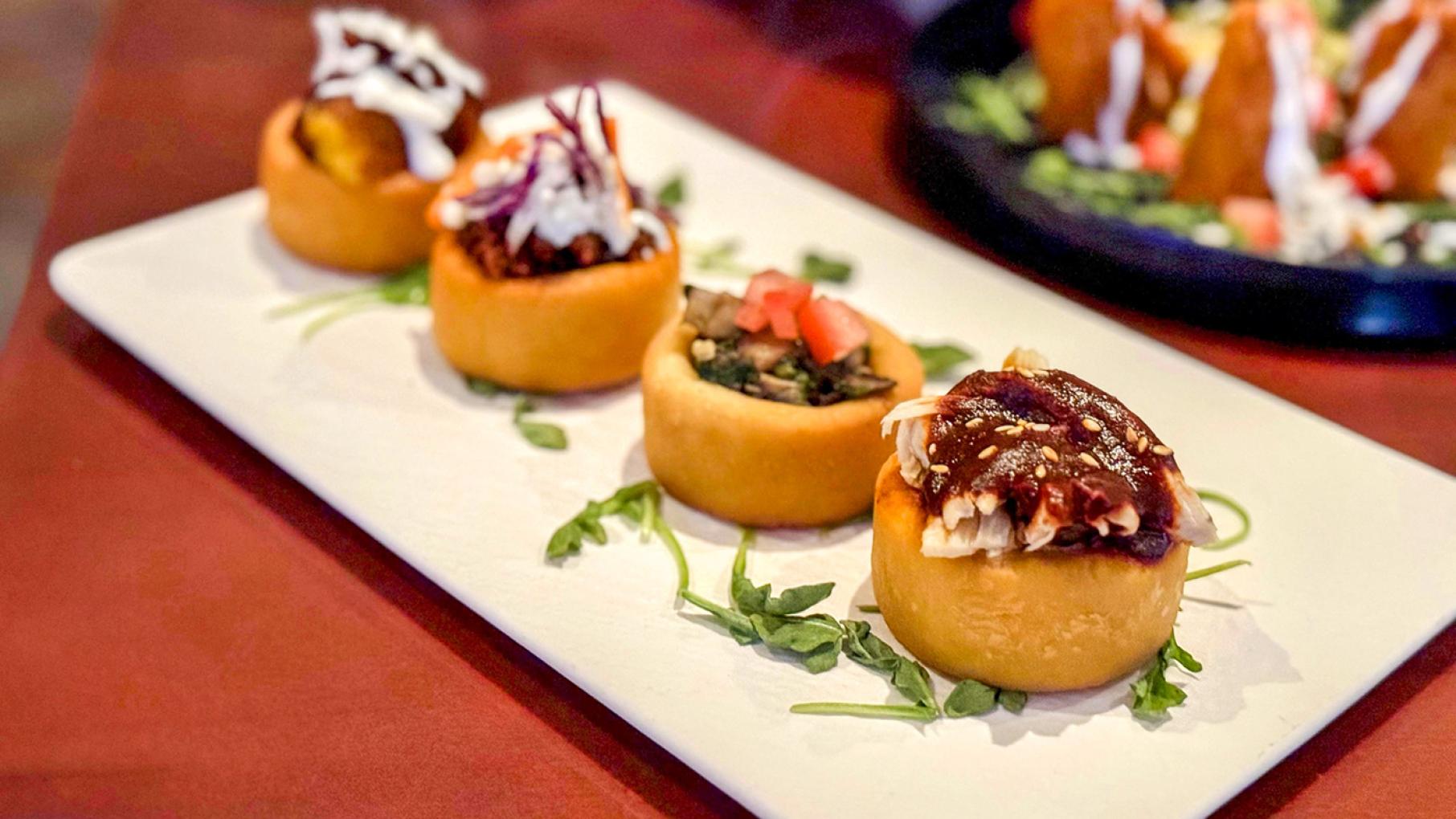 Sopes caseros from El Alebrije are a customer favorite. Credit: Maggie Hennessy for WTTW Sopes caseros on a plate