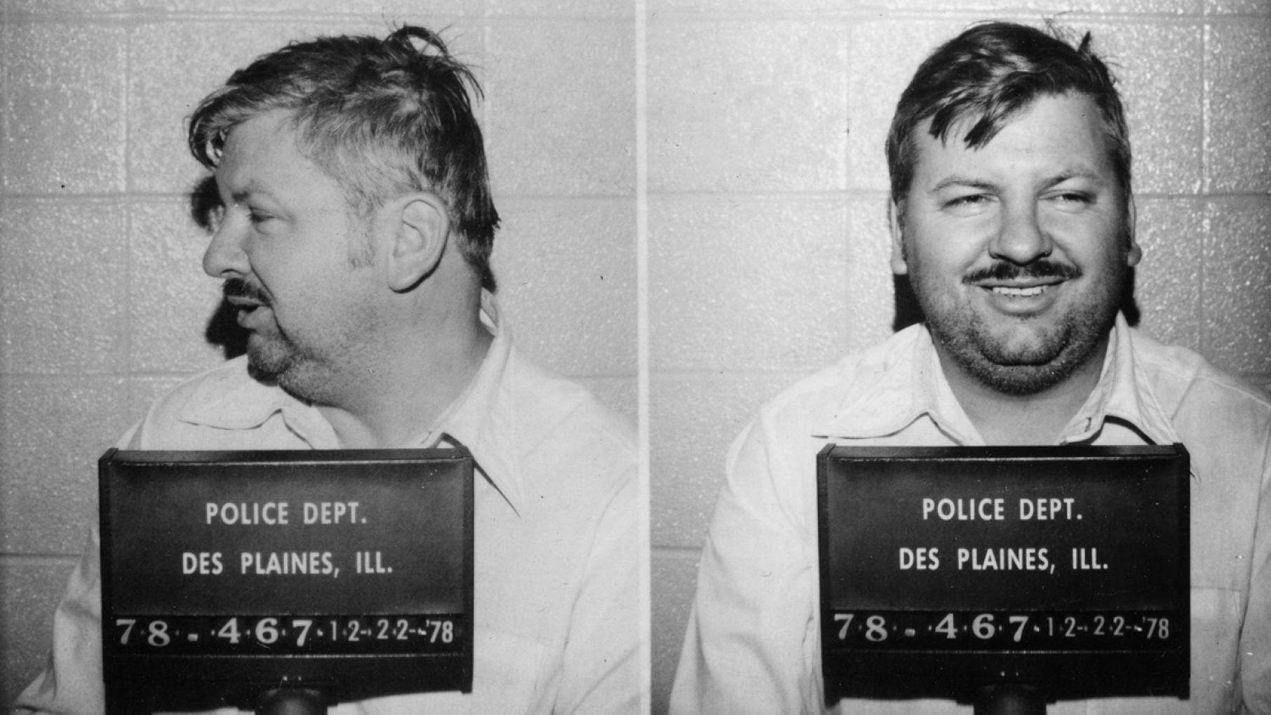 Police mugshot of serial killer John Wayne Gacy, Des Plaines, Illinois, December 22, 1978. Credit: Chicago History Museum, ICHi-021728 A profile and straight-on mugshot of serial killer John Wayne Gacy side-by-side
