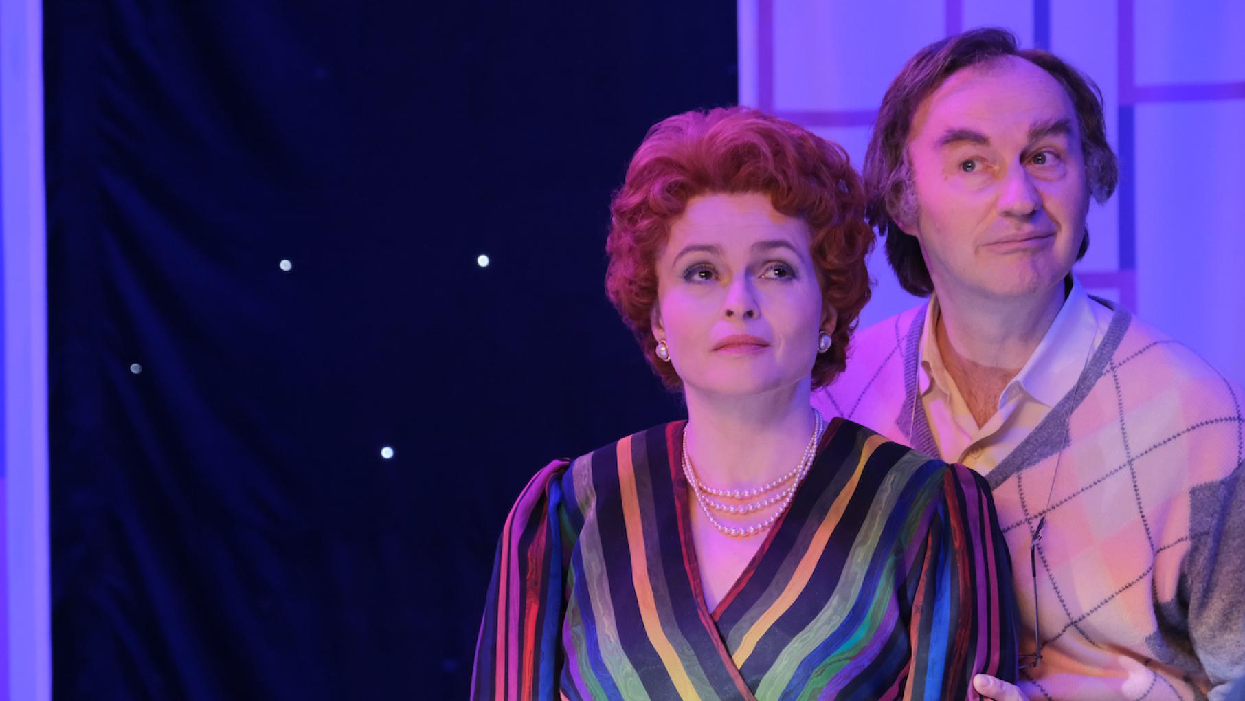 Nolly visits her old friend Larry Grayson as she worries about her future. Credit: Quay Street Productions and Masterpiece Larry stands behind Nolly and holds her as they both look upwards