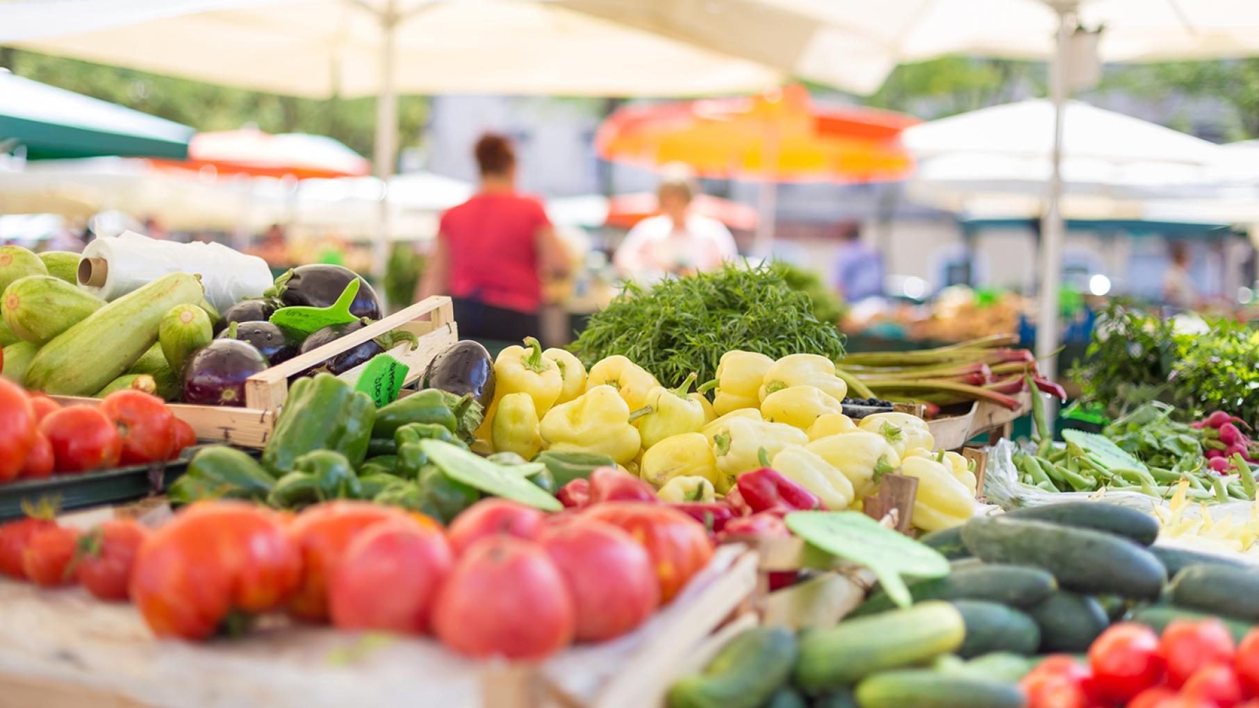 Produce at a farmers market