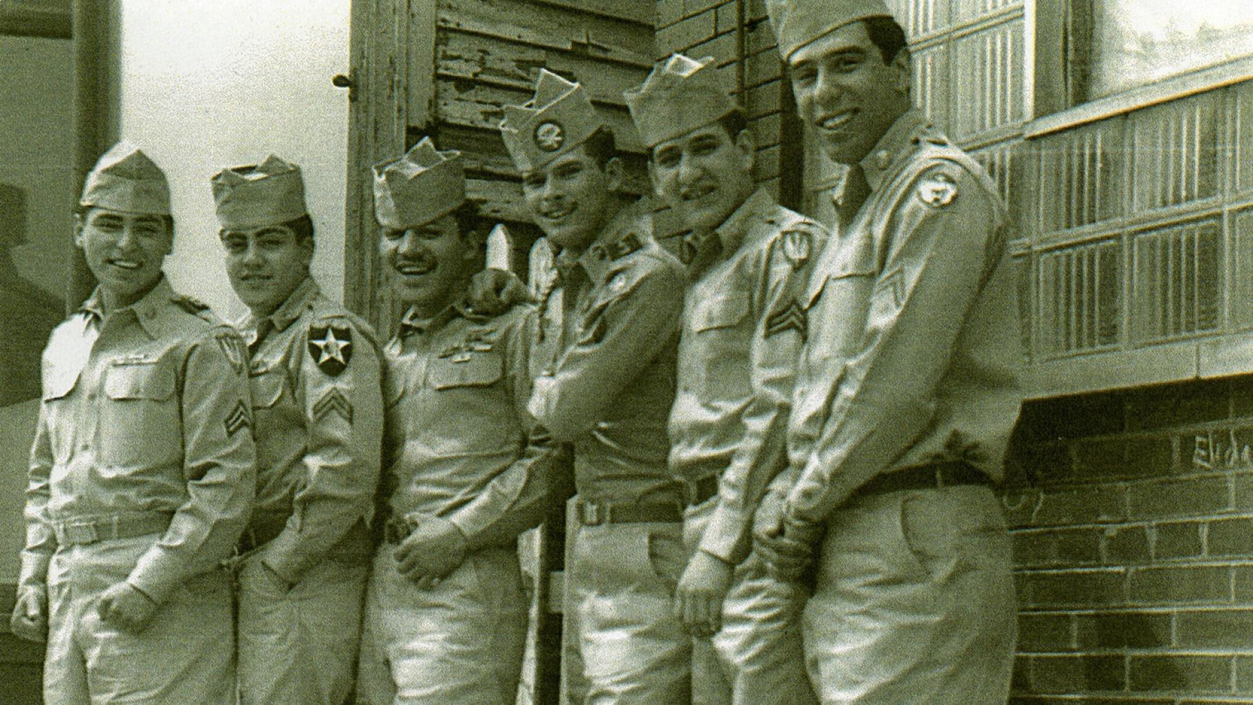 A still from Chicago Stories: Our Soldiers, Our Lady of Guadalupe. Credit: The Castro Family A group of six soldiers from the Korean War posing for a photograph