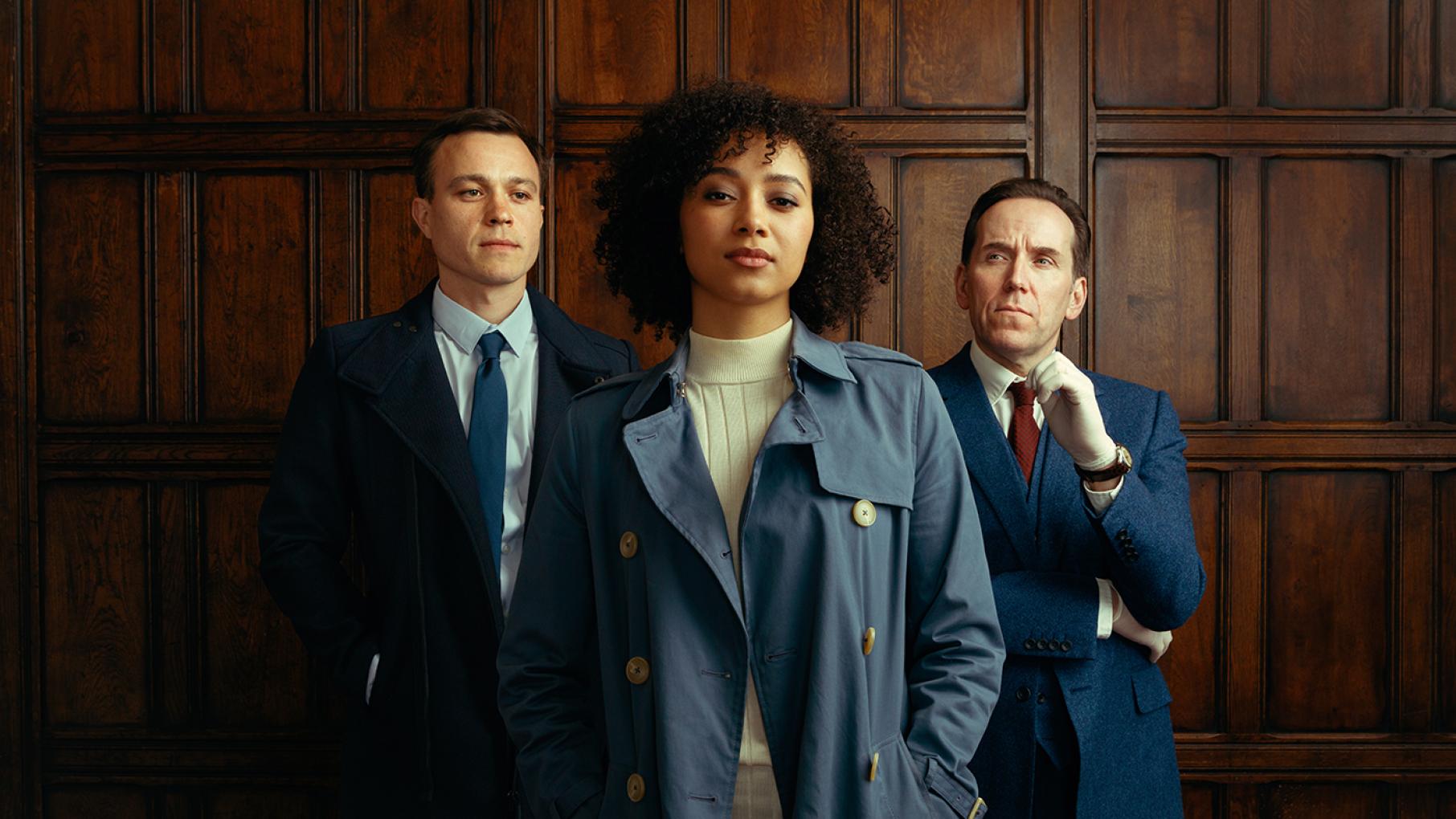Lisa and Dan move forward in their relationship while the professor inches towards a breakthrough. Credit: Charlie Clift/Eagle Eye Drama Dan and Professor T look at Lisa in front of them in a portrait