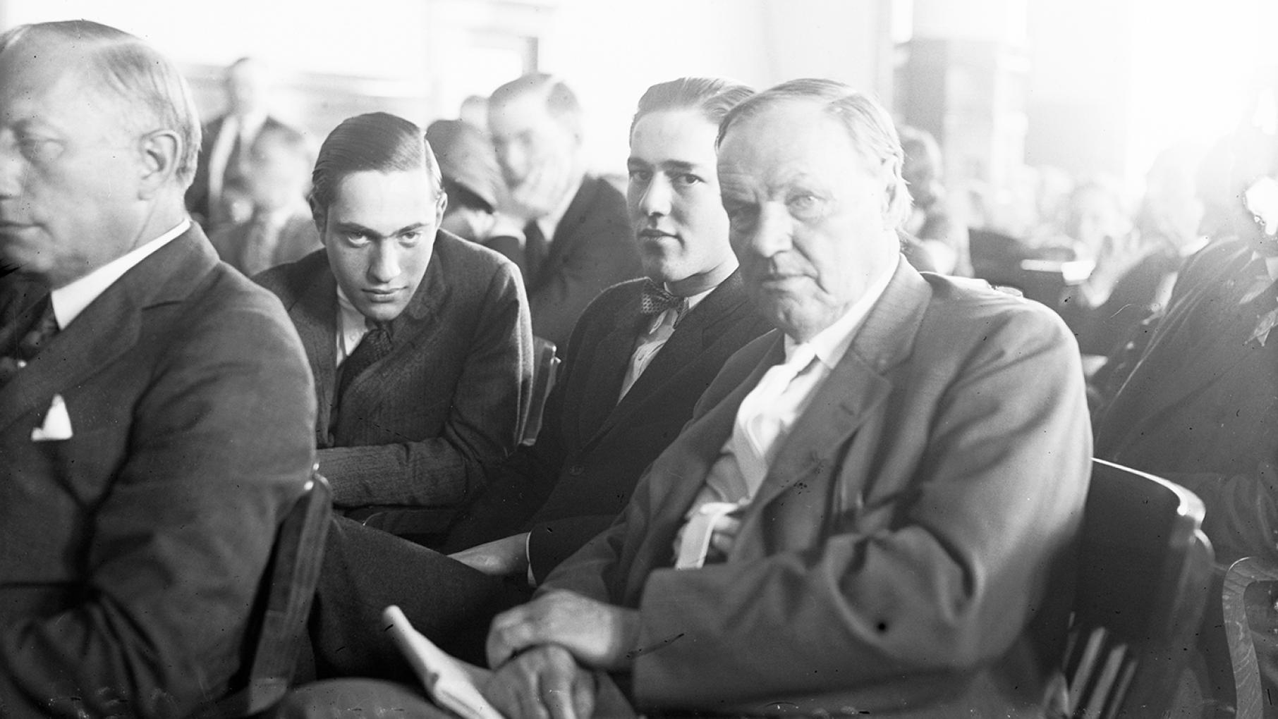 Richard Loeb, Nathan Leopold, and their defense attorney Clarence Darrow sit in the courtroom for their 1924 murder trial. Credit: DN-0078021, Chicago Daily News collection, Chicago History Museum Richard Loeb, Nathan Leopold, and their defense attorney Clarence Darrow sit in the courtroom for their 1924 murder trial.