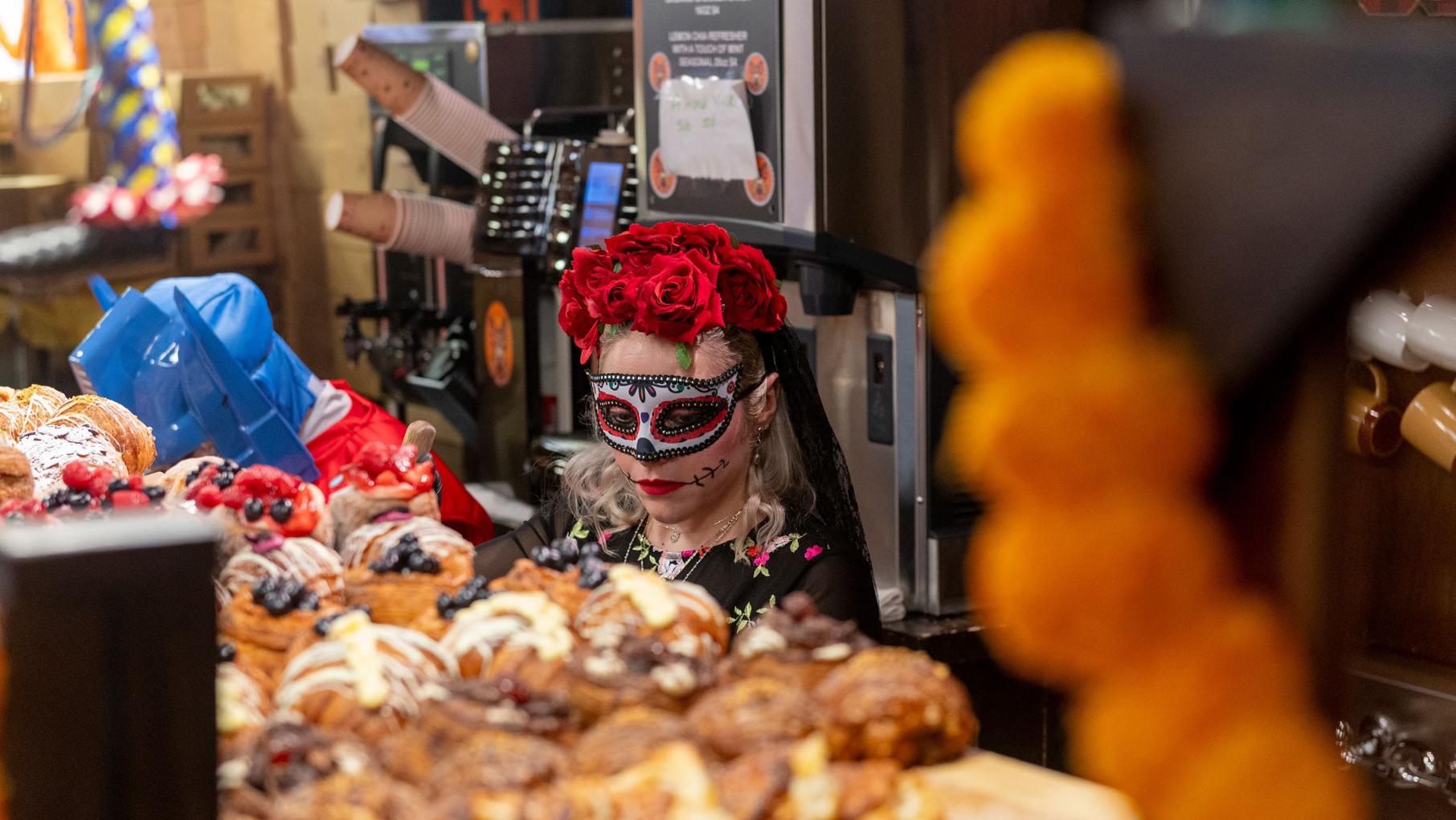 Lizette Espinoza behind the counter