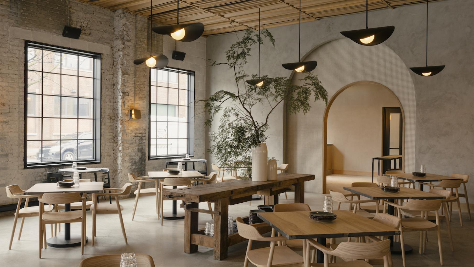 Maxwells Trading has won a place on numerous "best new restaurant" lists both local and national. Credit: Jeff Marini A dining room in an old warehouse with glass block windows