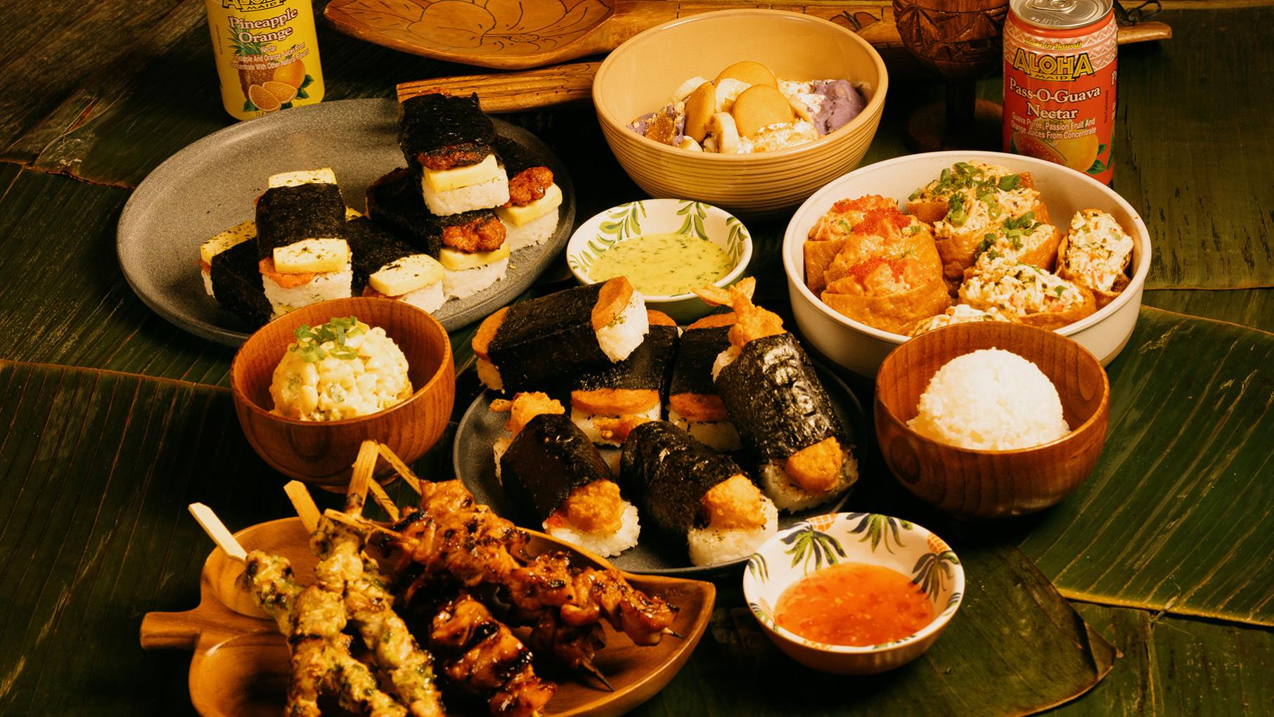 Kanin is a bodega that offers Hawaiian snacks such as musubi with Filipino twists. Credit: Emmanuel “Noah” Rabaya for Kanin A spread of Hawaiian food