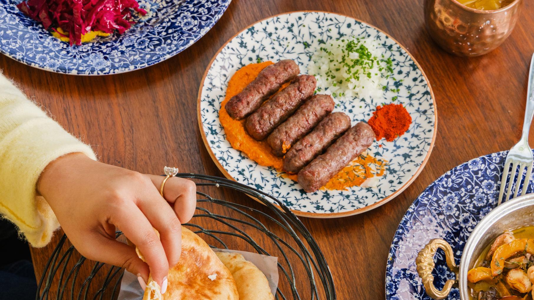 Plates of Balkan food