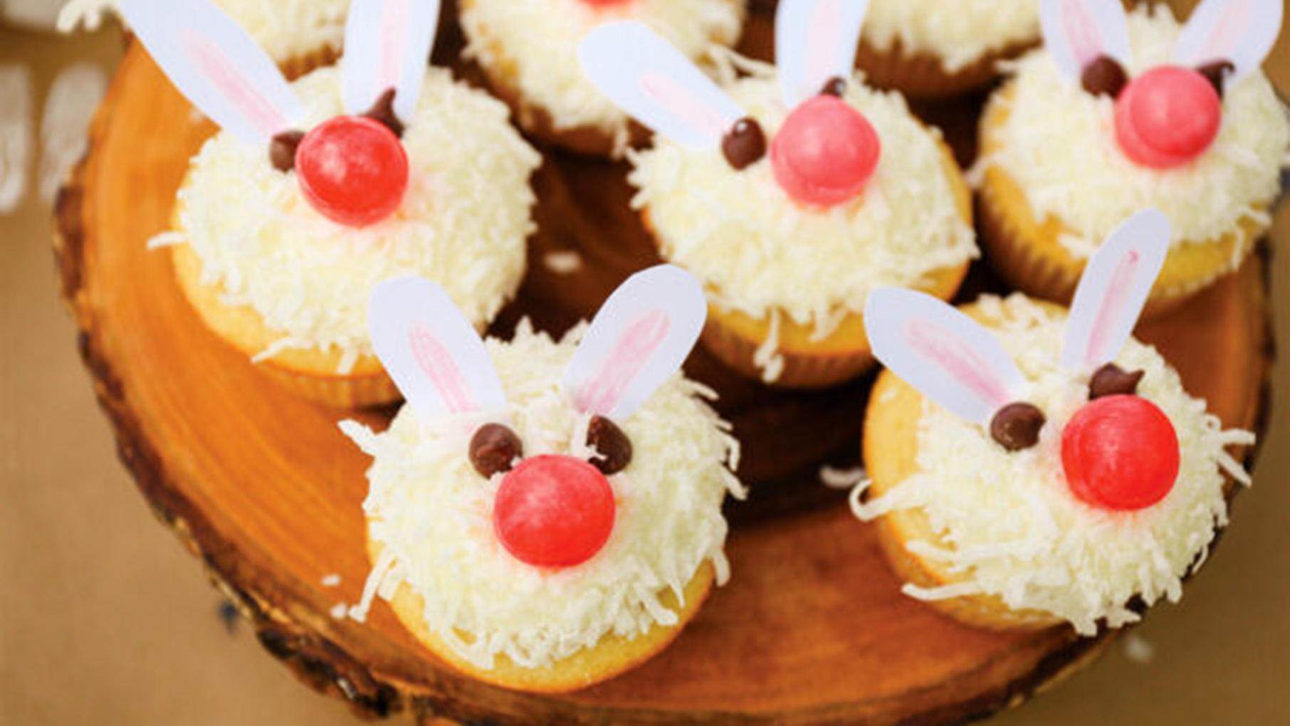 Cupcakes decorated to look like bunnies