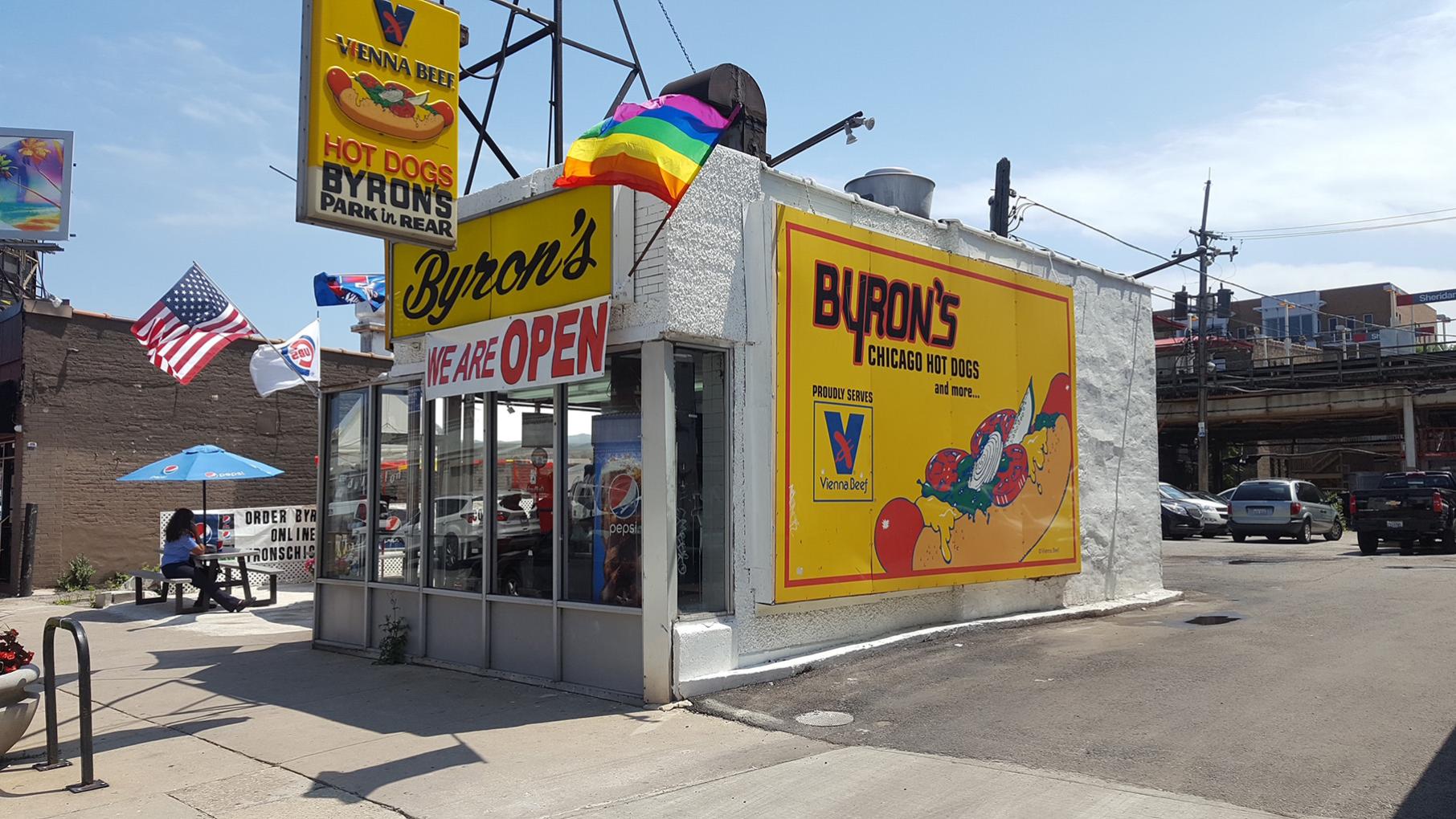 Byron's Hot Dogs has served Chicago street food on Irving Park Road since 1975. Credit: Byron's Hot Dogs The exterior of Byron's Hot Dogs