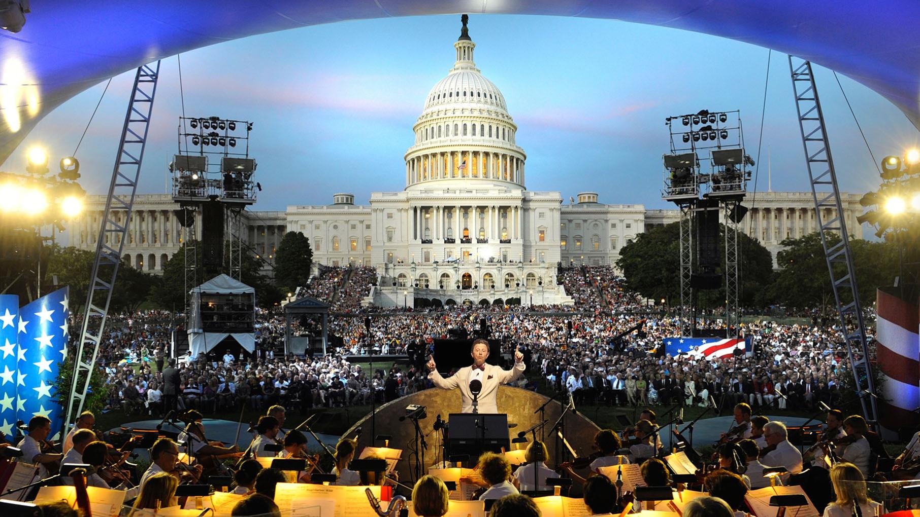 Jack Everly conducts the National Symphony Orchestra before an audience on the West Lawn of the U.S. Capitol. Credit: Capital Concerts Jack Everly conducts the National Symphony Orchestra before an audience on the West Lawn of the U.S. Capitol. Credit: Capital Concerts