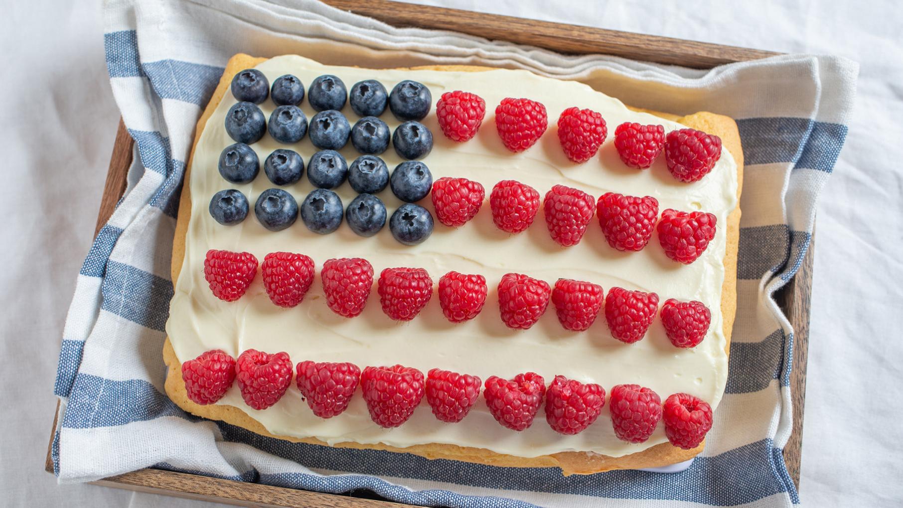 Credit: iStock A dessert with berries on top depicting an American flag