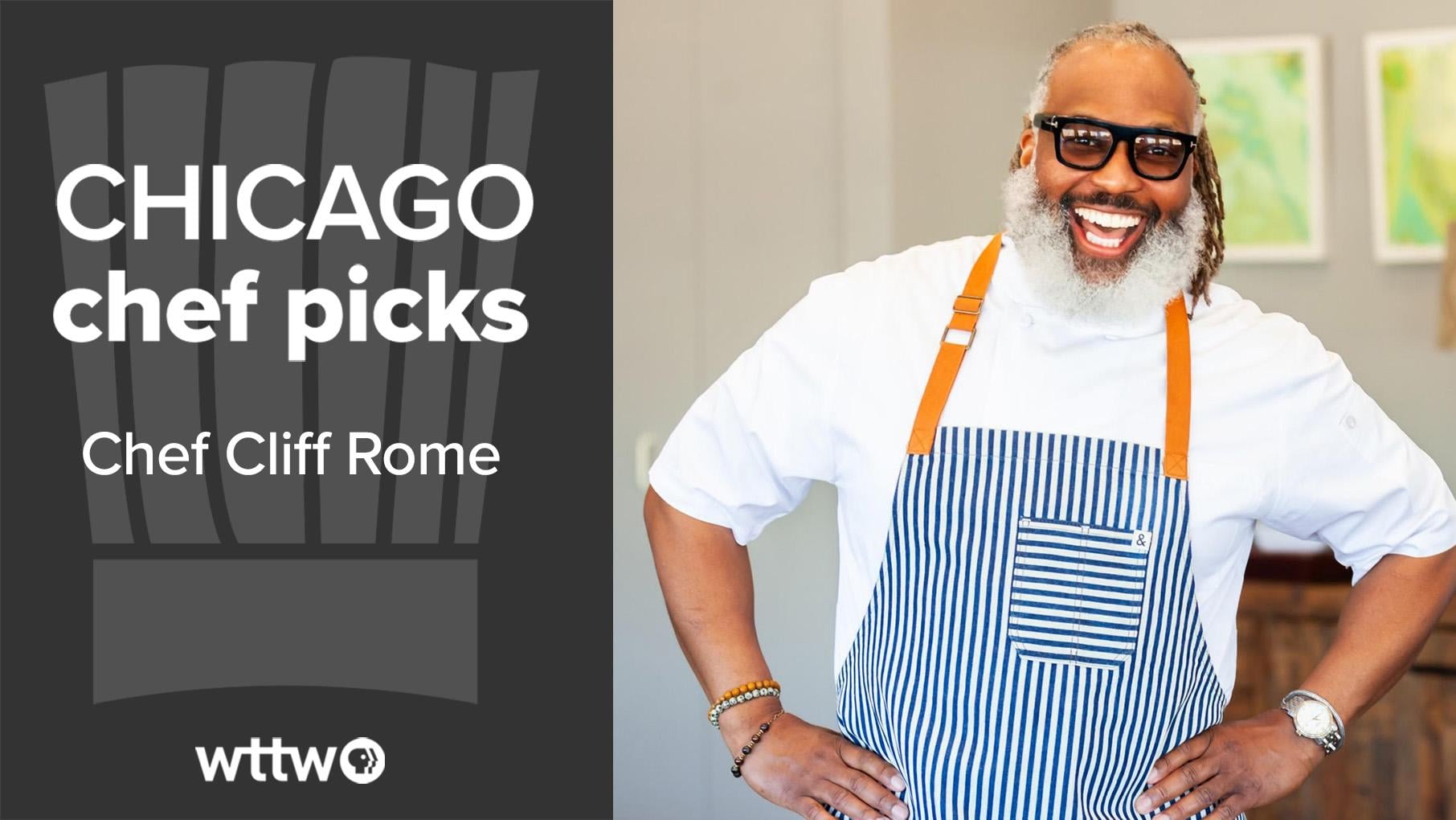 Chef Cliff Rome smiles in an apron with his hands on his hips
