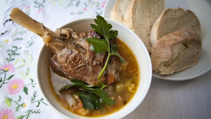 Alice Waters's Soupe au Pistou with Lamb Shanks. Photo: Kait Hoehne