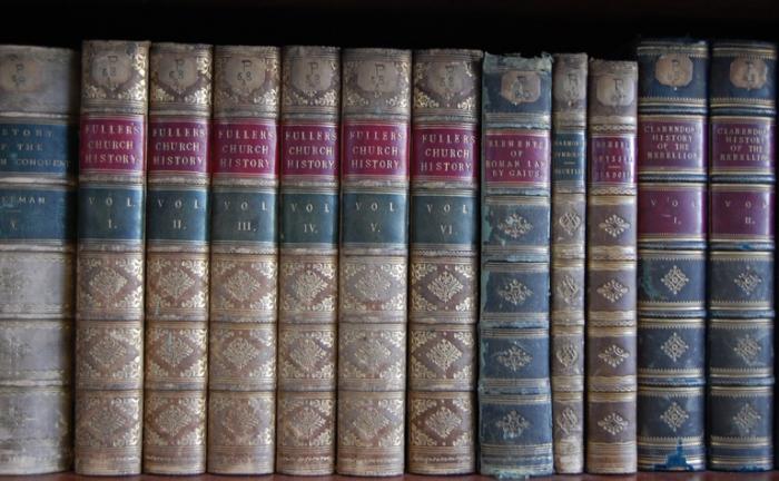 Some of the surviving books from the English donation in CPL's Special Collections.
