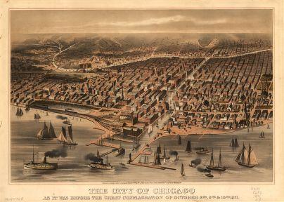 A map of Chicago in 1871.