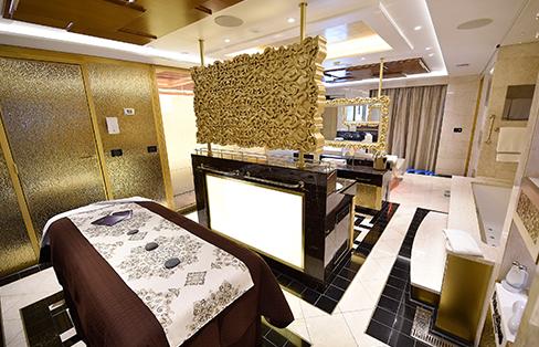 The in-suite spa in the Regent Suite, where you get complimentary spa service.