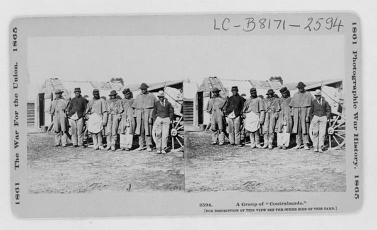A group of freed slaves, known as contrabands. (Library of Congress)
