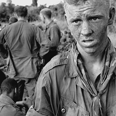 173rd Airborne Brigade paratrooper after an early morning firefight. July 14, 1966. Photo: AP/John Nance